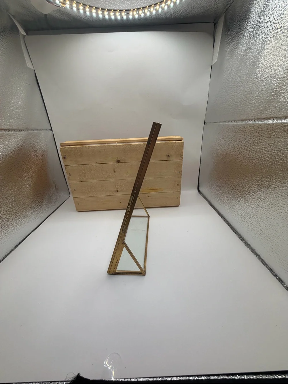 Vintage Brass Fluted Glass Hinged Standing Photo Frame 8x6